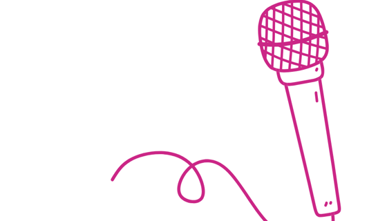 pink microphone on a white background