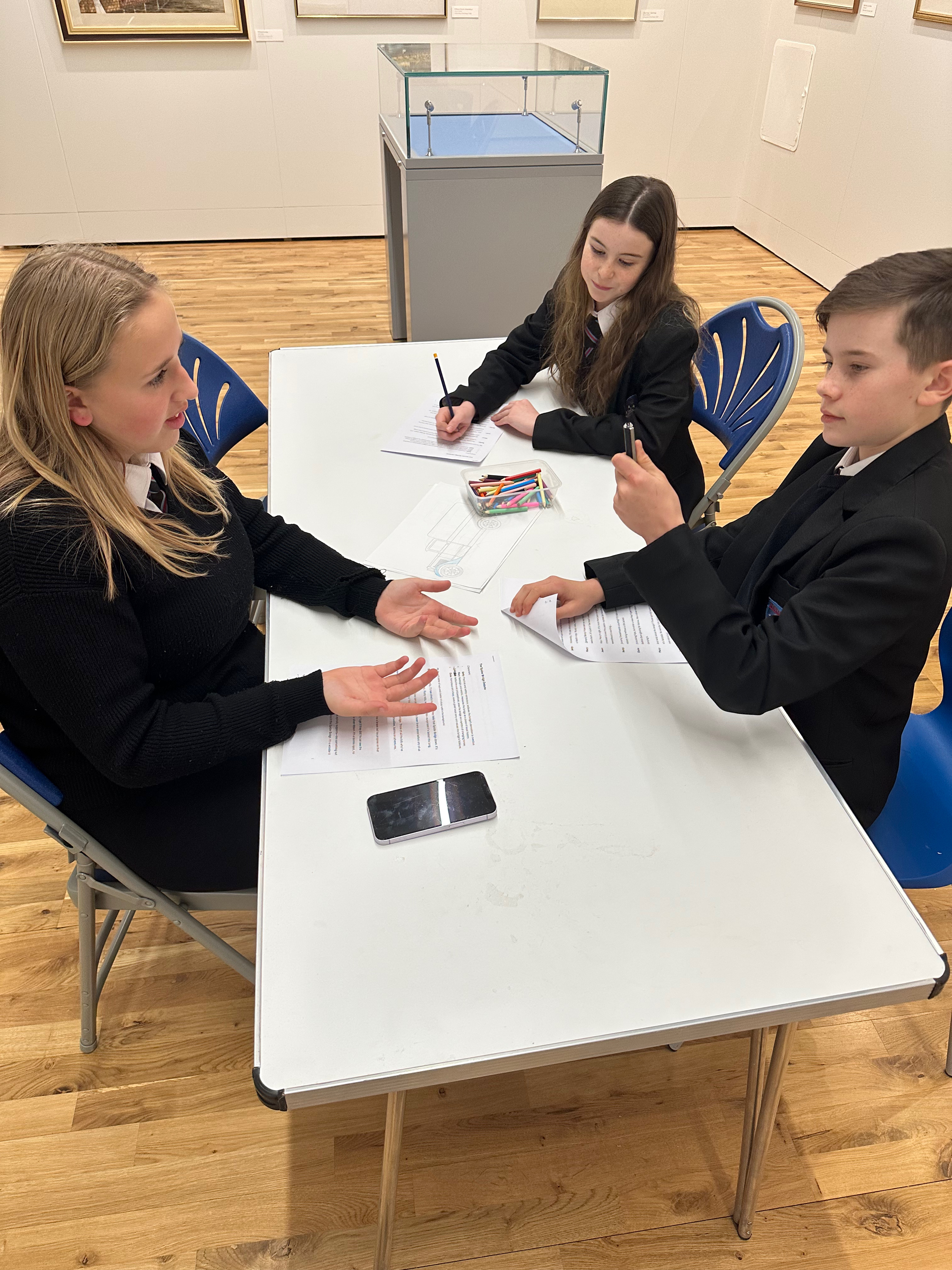 group of pupils rehearsing script
